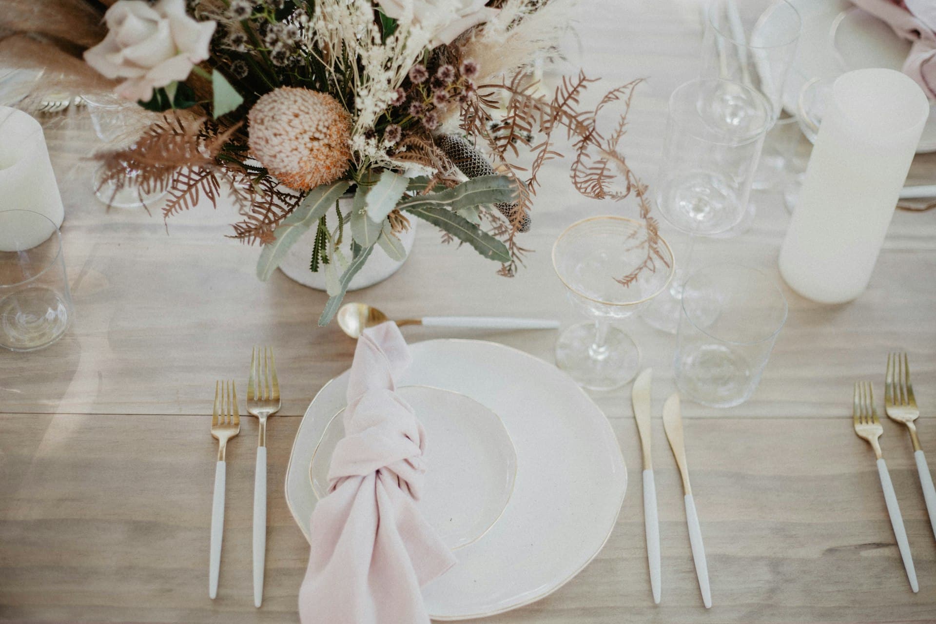 A place setting on a reception table