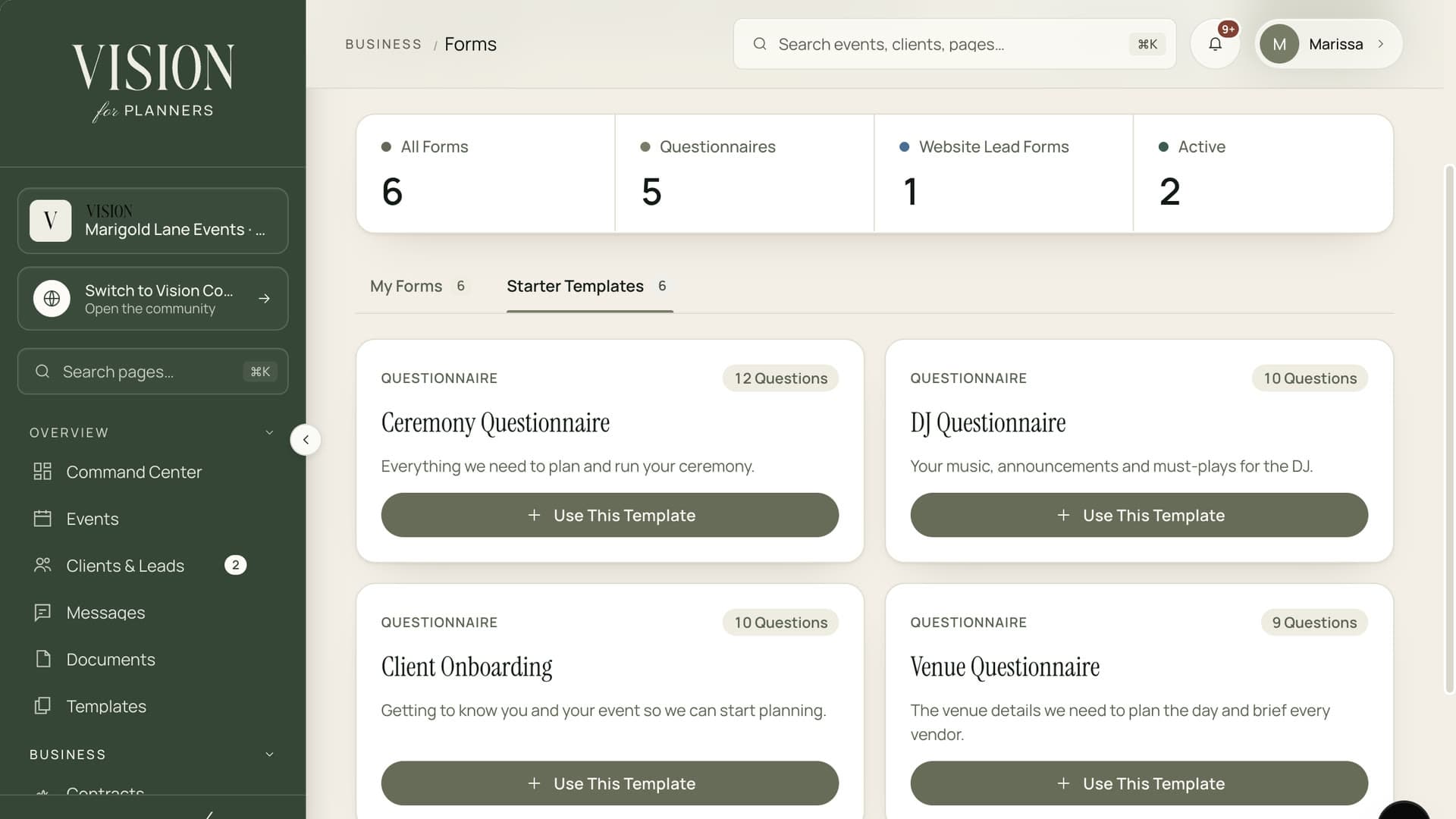 The Vision forms library with starter templates