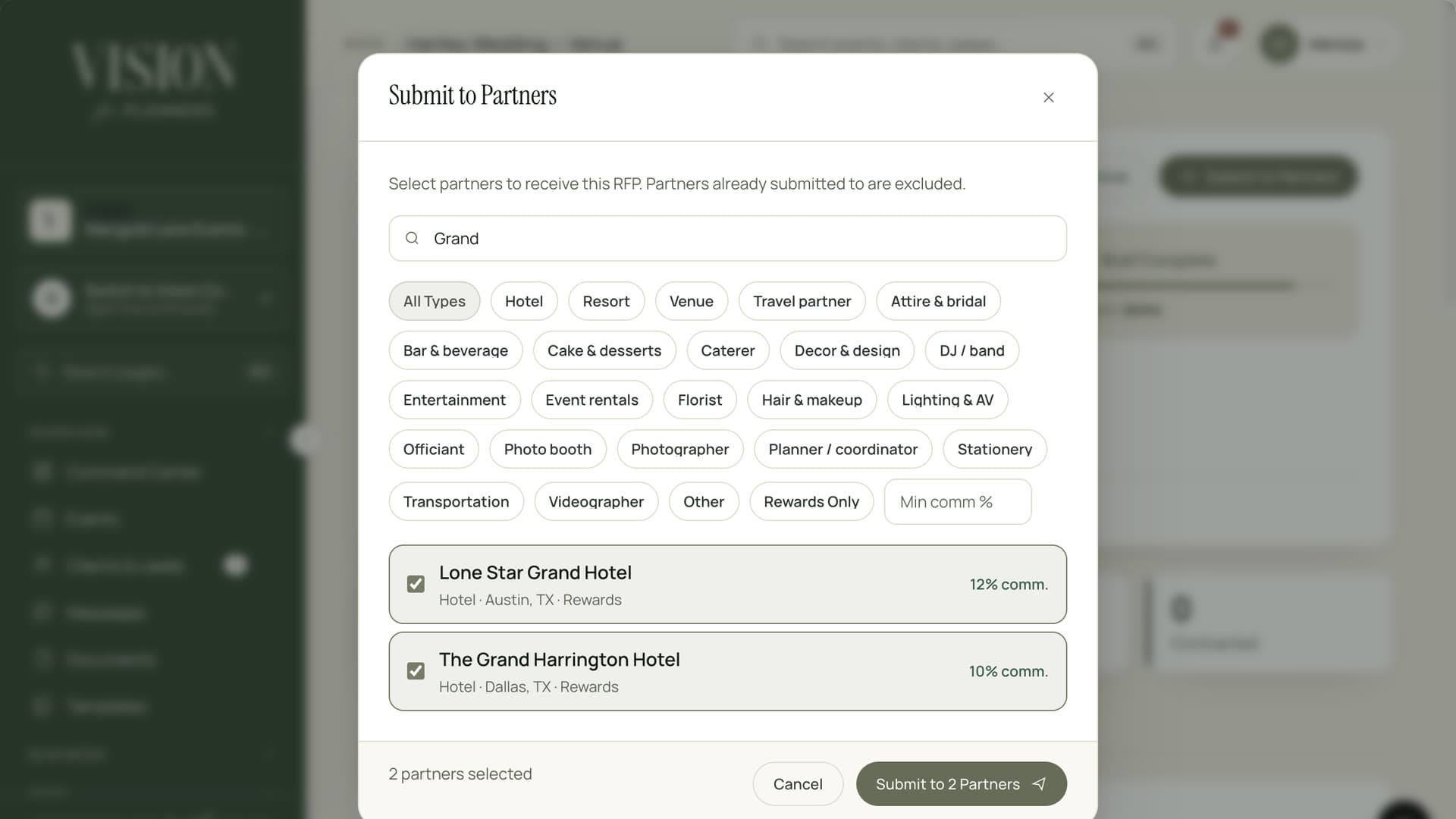 Choosing vendors for an RFP in Vision
